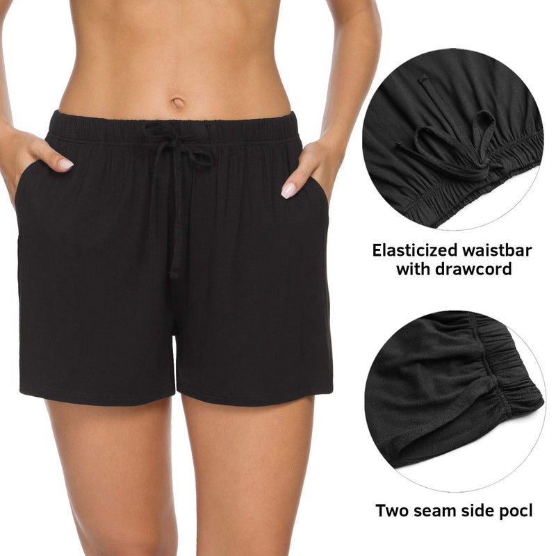 Orrpally Pajama Shorts Womens Lounge Short Sleep Shorts Pajama Bottoms 2-Pack Black Black L - Image 2